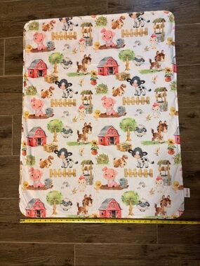 Honey Lemonade Farm Animal Baby Blanket - Pastel Barnyard Print 30 X 38 inches